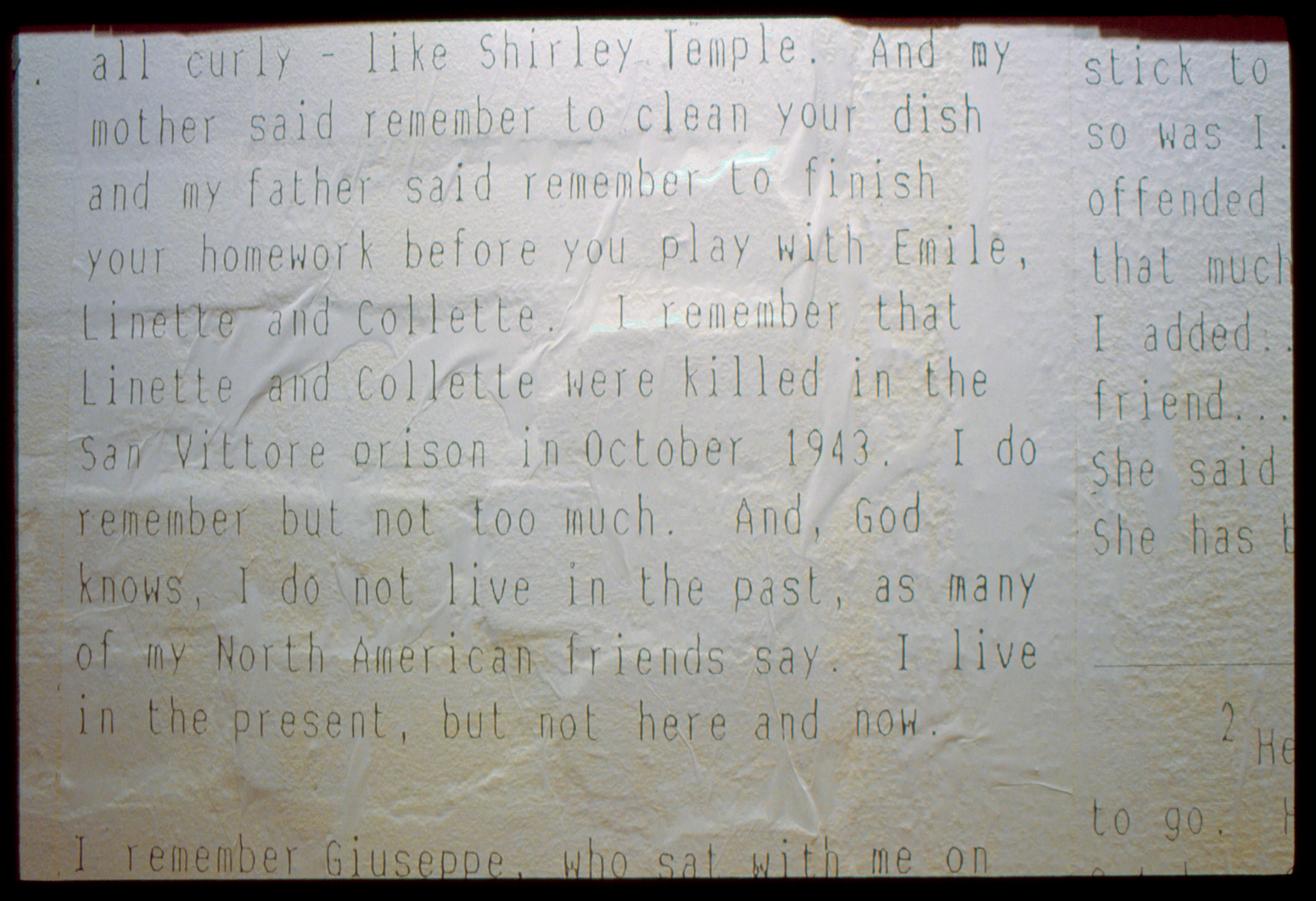 [ Fig. 17 ] <i>Harry's Diary: Extract From Pretty Ribbons</i> (vue d'exposition), Kunsthalle Bielefeld, Germany, 1994. Photo : Donigan Cumming.