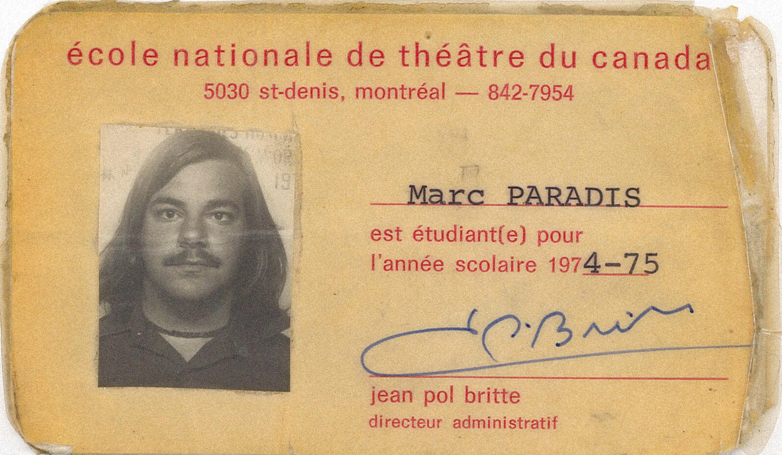 [ Fig. 06 ] Student card, 1974.