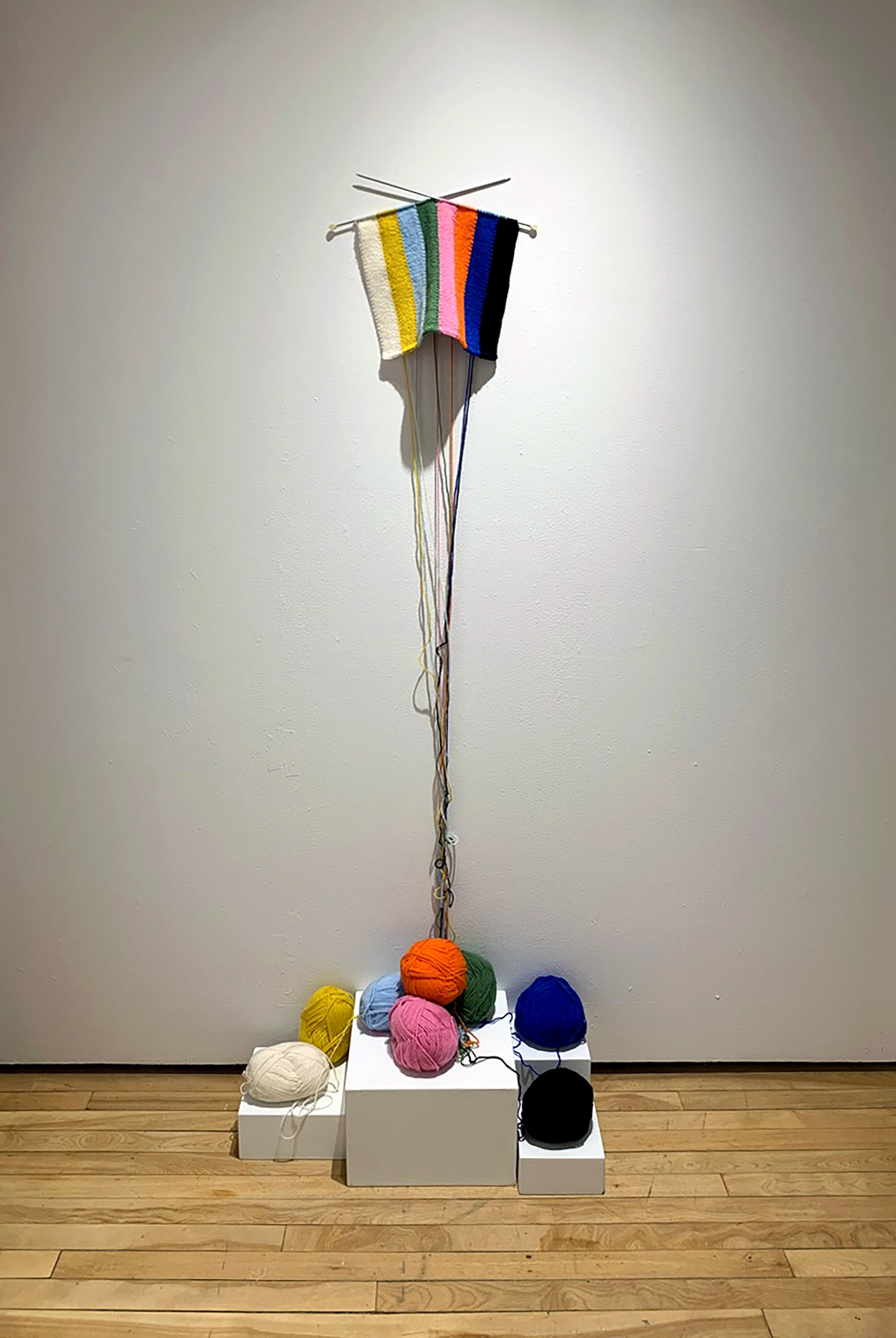 [ Fig. 04 ] <i>Colorbars</i>, 1999. Knitting. 12 x 15 x 3 pc. Art Gallery of Guelph 2021.